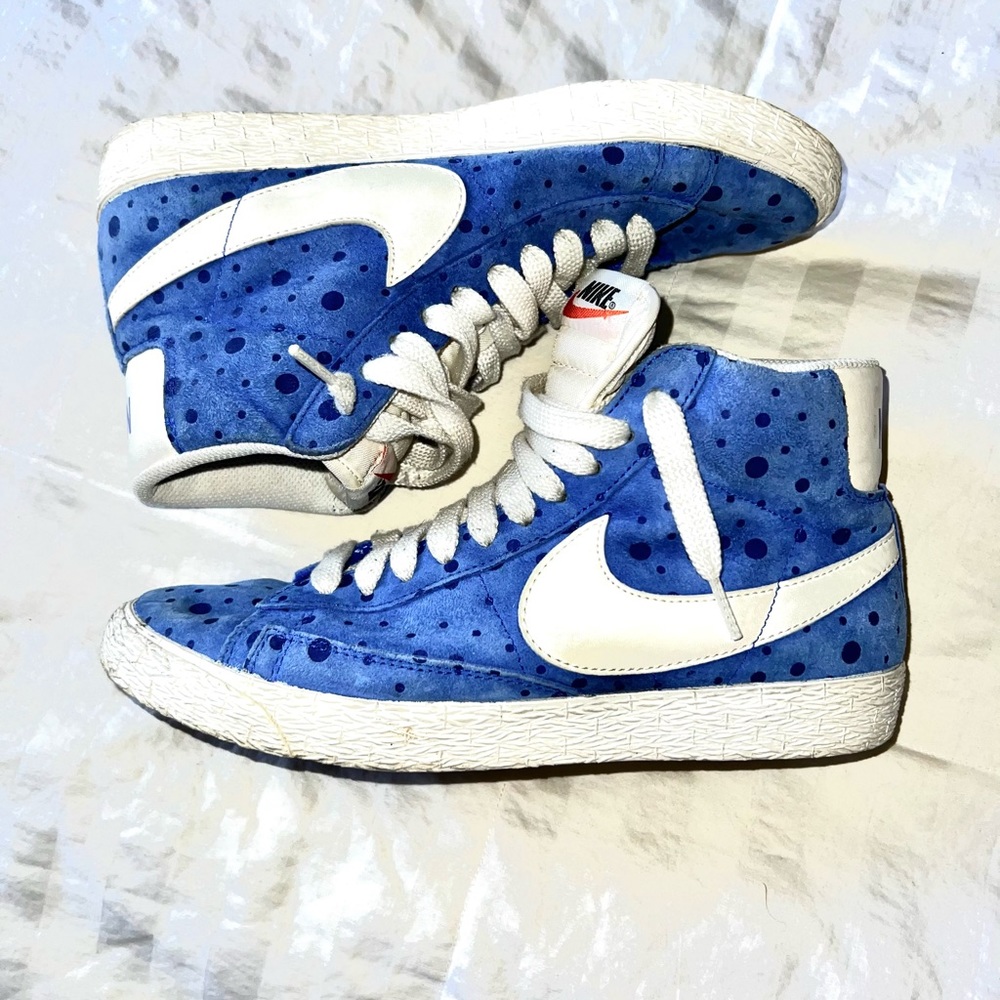 Nike Blazer High Top blue polka spot suede